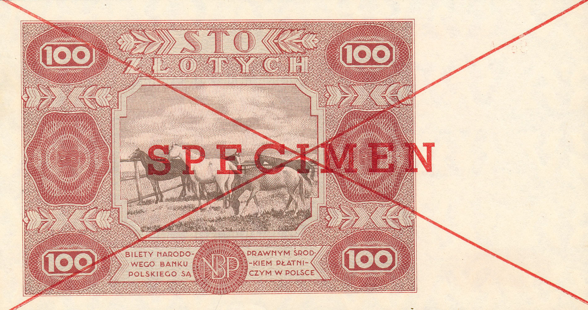 WZÓR / SPECIMEN 100 złotych 1947 seria A - RZADKOŚĆ R6